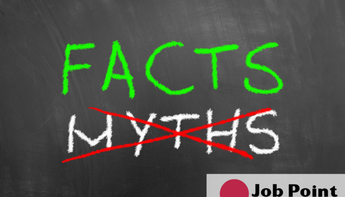 zielony napis facts, poniżej przekreżlony napis myths, logo w prawym dolnym rogu