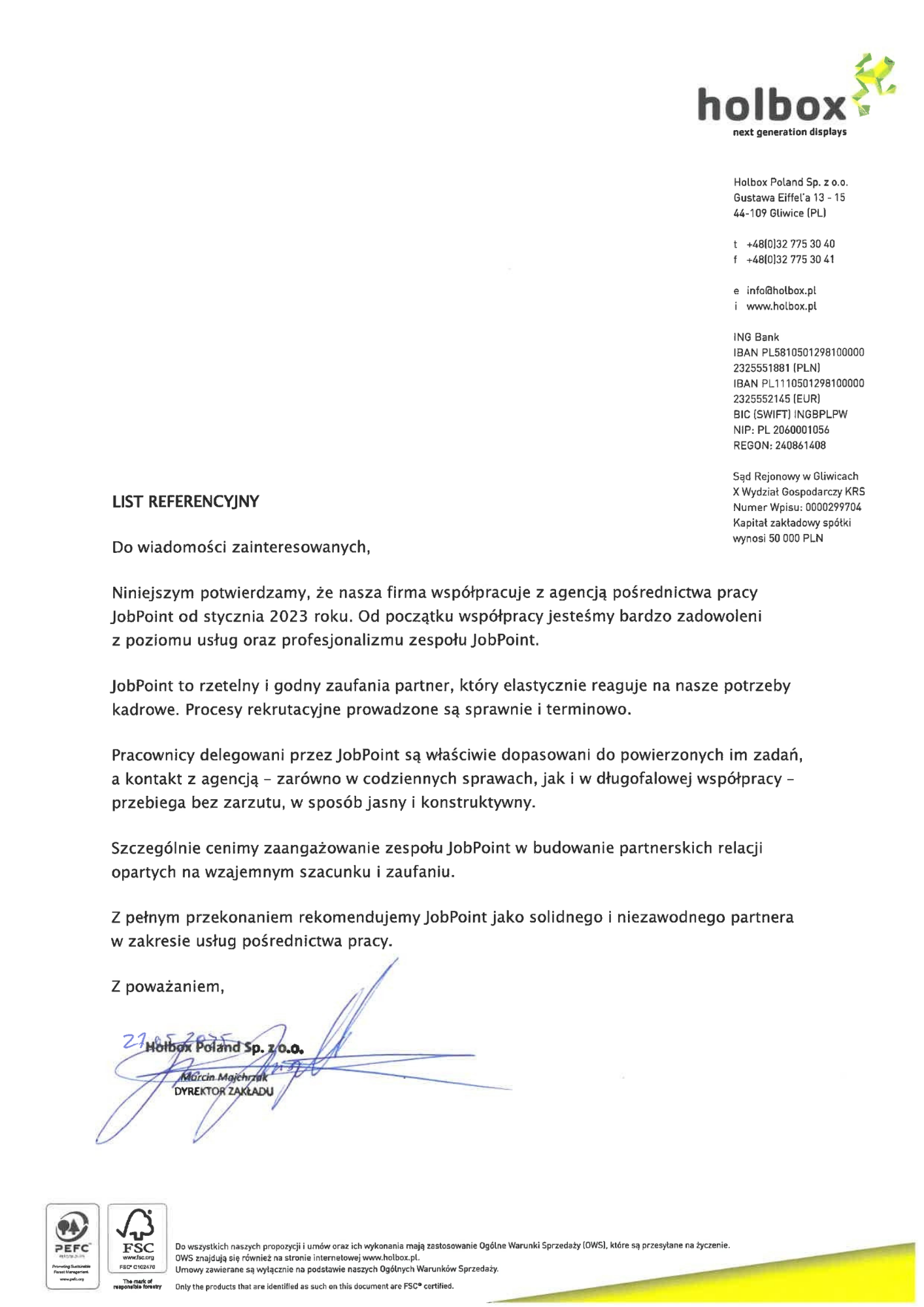 Holbox - Referencje dla Job Point